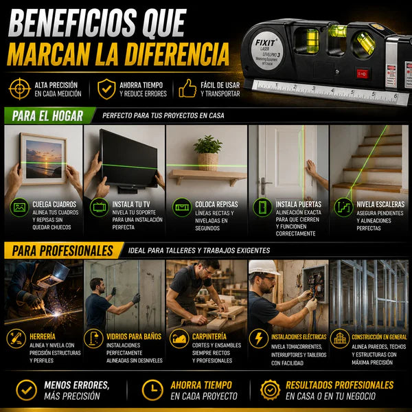 🎯Nivel Láser Multifuncional 4 en 1 - Alineación Perfecta en Segundos✅¡Envío Gratis en 24H!