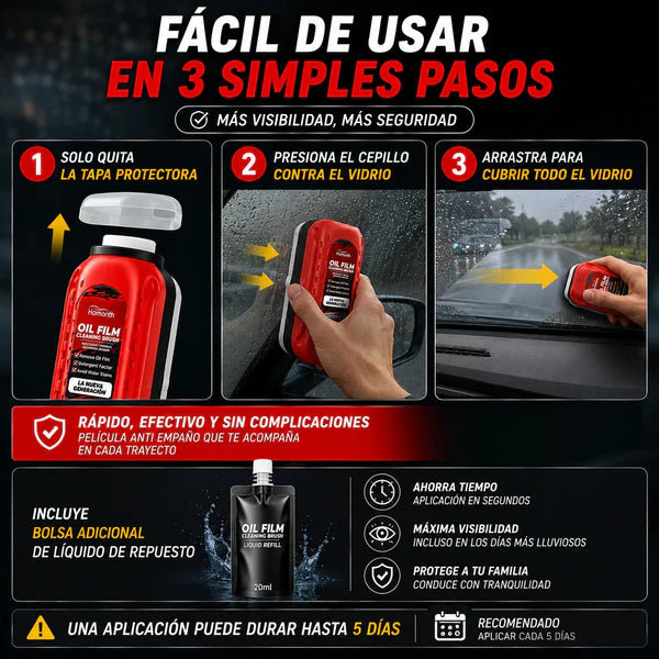 🛡️Limpiador de Películas para Parabrisas – Visión Clara y Conducción Segura🚗¡Envío Gratis en 24h!🔥