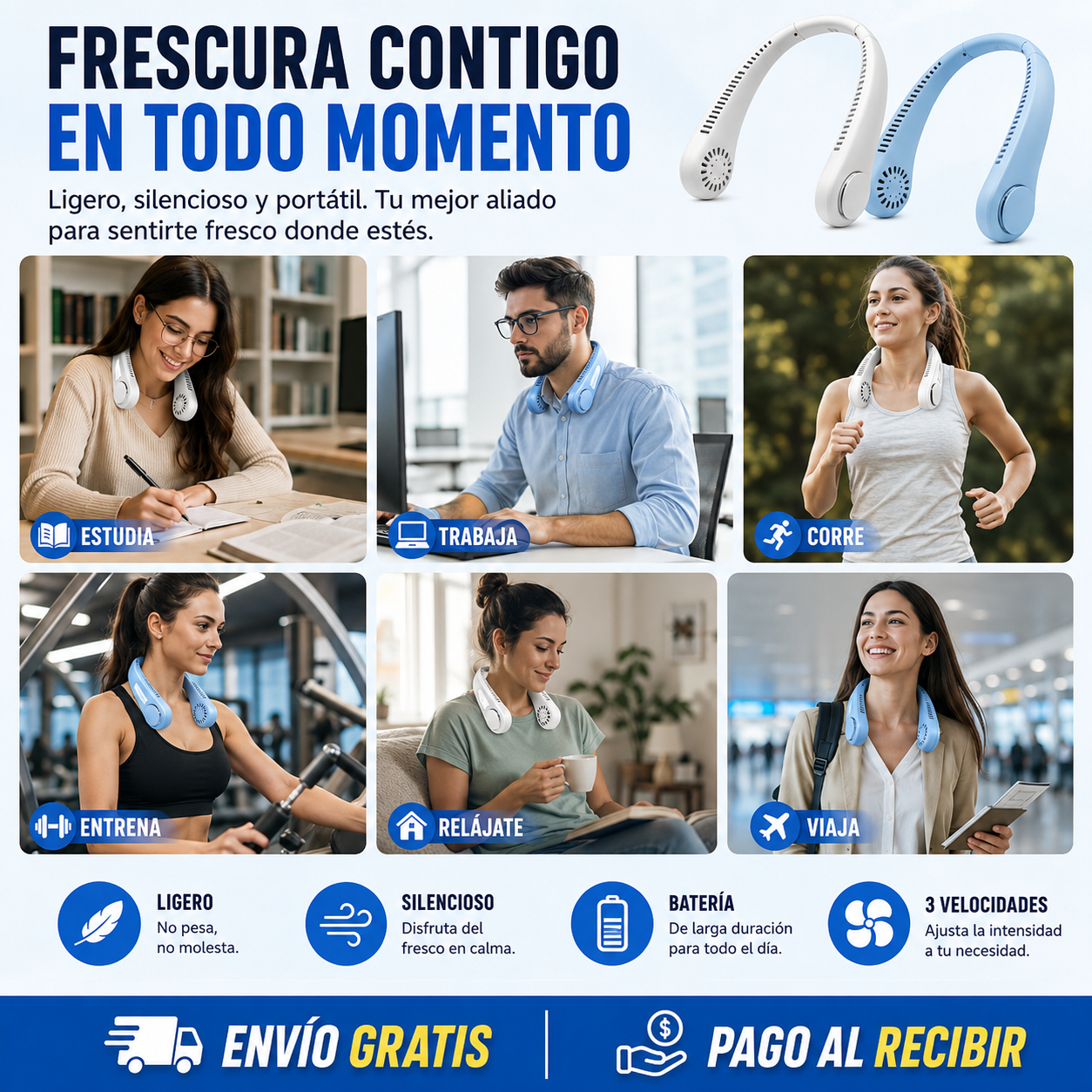 ❄️Ventilador de Cuello Portátil™ | Olvídate del Calor y Disfruta de Aire Fresco al Instante🌬️ ¡OFERTA EXCLUSIVA HOY!🔥