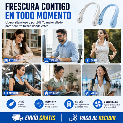 ❄️Ventilador de Cuello Portátil™ | Olvídate del Calor y Disfruta de Aire Fresco al Instante🌬️ ¡OFERTA EXCLUSIVA HOY!🔥
