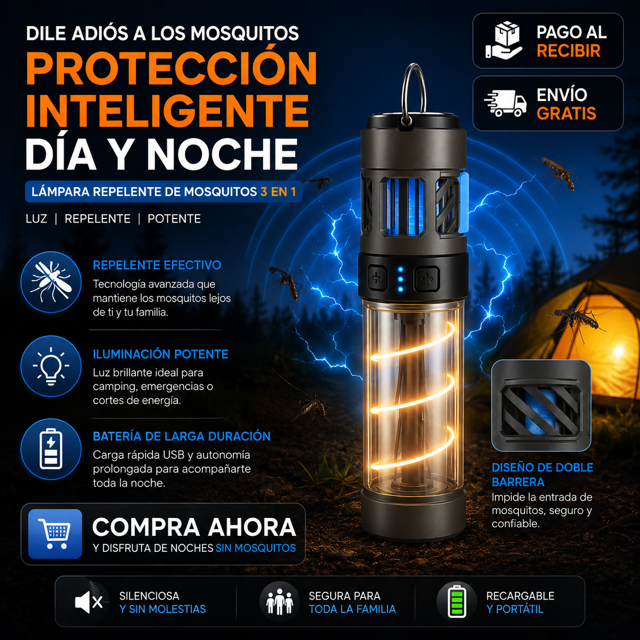 ⚡Lámpara Repelente de Mosquitos 3 en 1🎯La Solución Inteligente Contra los Mosquitos ¡OFERTA EXCLUSIVO HOY!🔥