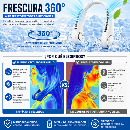 ❄️Ventilador de Cuello Portátil™ | Olvídate del Calor y Disfruta de Aire Fresco al Instante🌬️ ¡OFERTA EXCLUSIVA HOY!🔥
