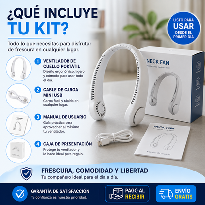 ❄️Ventilador de Cuello Portátil™ | Olvídate del Calor y Disfruta de Aire Fresco al Instante🌬️ ¡OFERTA EXCLUSIVA HOY!🔥
