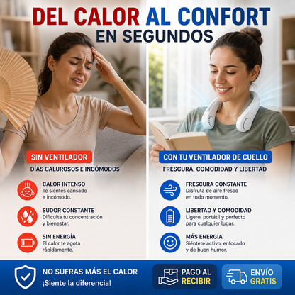 ❄️Ventilador de Cuello Portátil™ | Olvídate del Calor y Disfruta de Aire Fresco al Instante🌬️ ¡OFERTA EXCLUSIVA HOY!🔥
