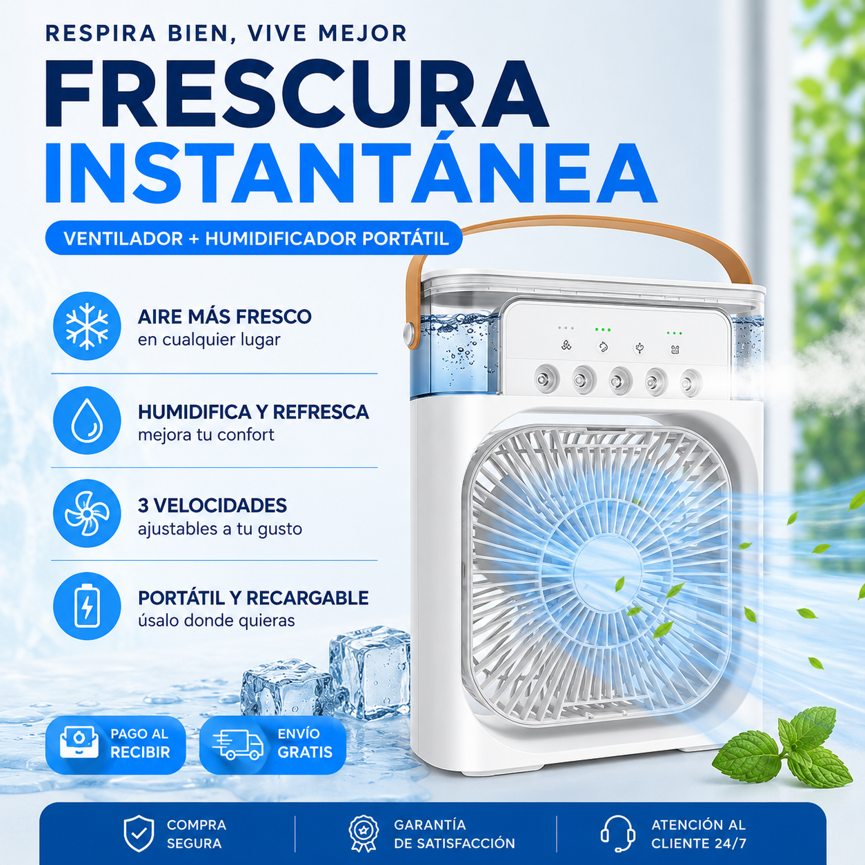 ❄️Climatizador Evaporativo Portátil 4 en 1–Refresca y Humedece tu Espacio ¡Envío Gratis en 24H!🔥