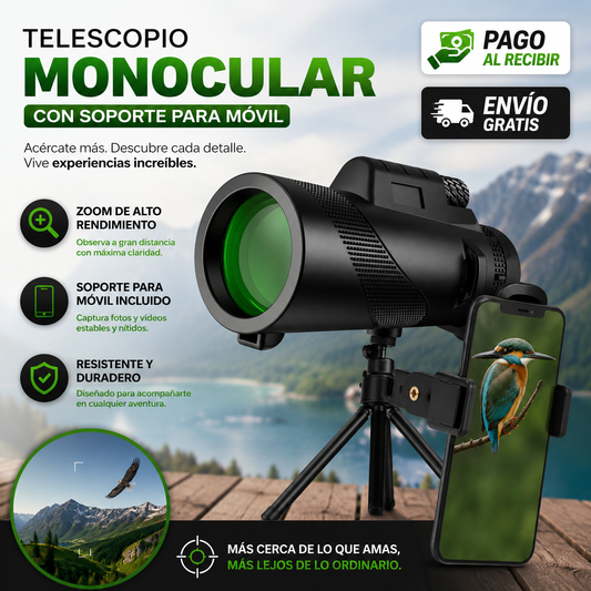 🔭Telescopio Monocular con Soporte  | Visión HD, Zoom de Largo Alcance y Máxima Claridad🚀¡Envío Gratis en 24H!🔥