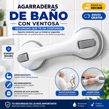 SafeGrip Soporte de Seguridad con Ventosa + Guia de Seguridad en el Baño — REGALO EXCLUSIVO🔥