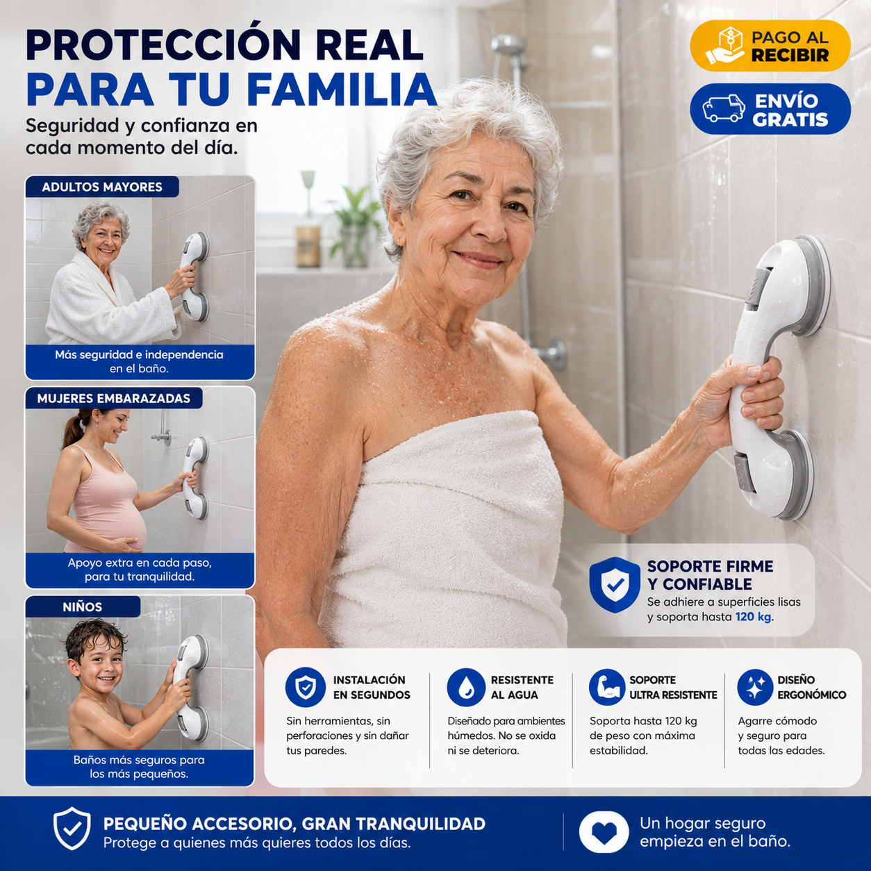 SafeGrip Soporte de Seguridad con Ventosa + Guia de Seguridad en el Baño — REGALO EXCLUSIVO🔥