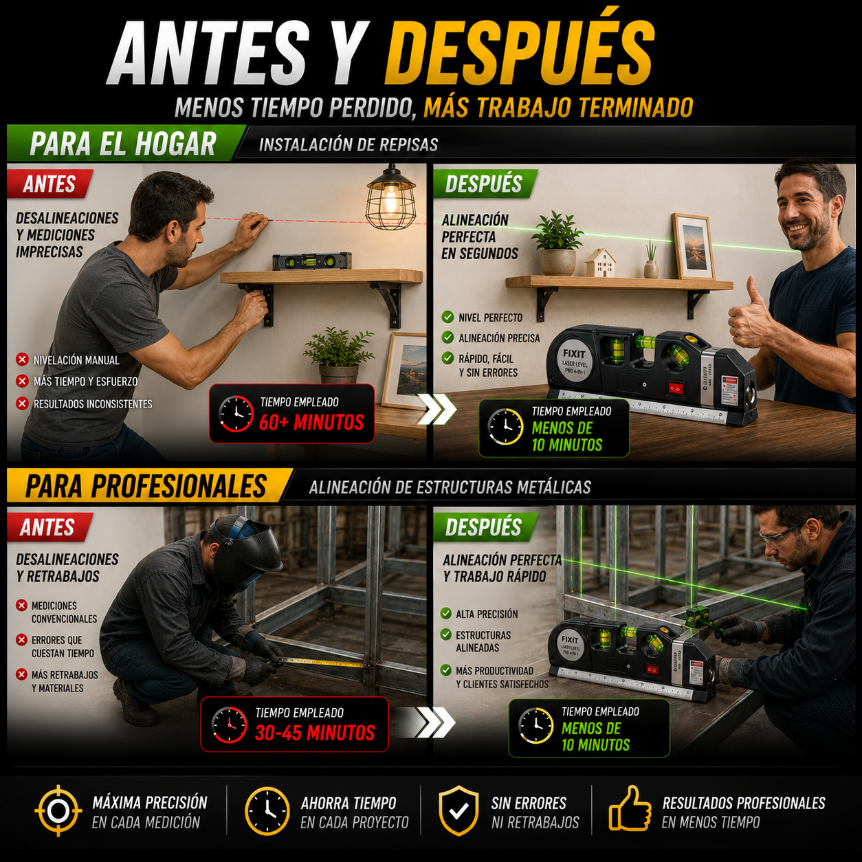 🎯Nivel Láser Multifuncional 4 en 1 - Alineación Perfecta en Segundos✅¡Envío Gratis en 24H!