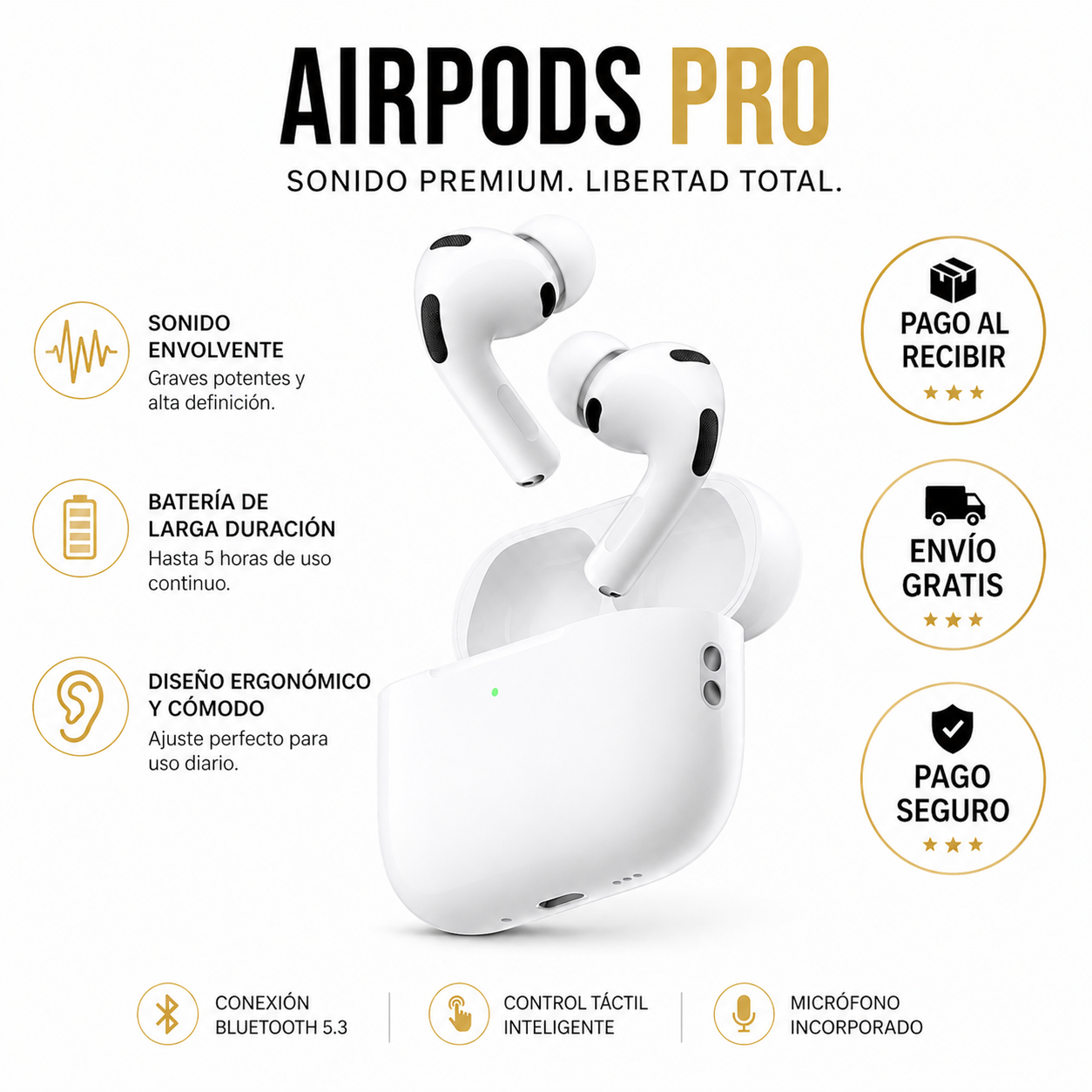 🎧 AirPods PRO 5.3 Premium -  Sonido Premium y Libertad Total ¡OFERTA EXCLUSIVA DISPONIBLE HOY!🔥