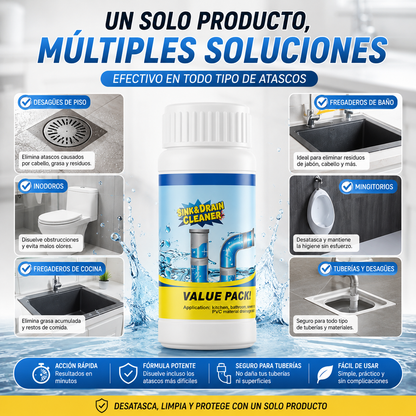 🛡️Limpiador de Desagües Potente 110G – Desatasca en Minutos y Sin Esfuerzo🏠¡Envío Gratis en 24h!🔥