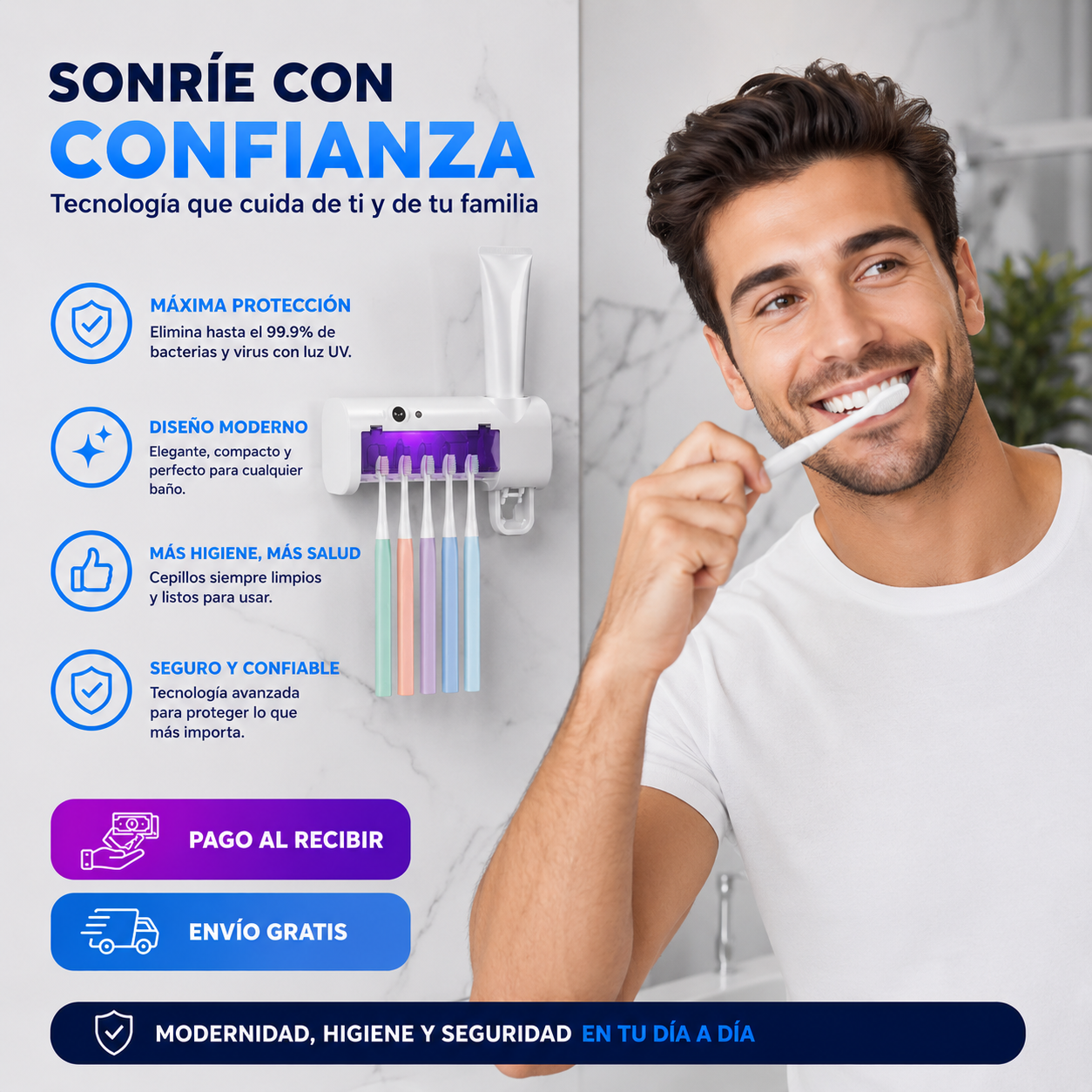 🛡️Esterilizador de Cepillos de Dientes | Elimina hasta el 99,9 % de las bacterias ✨¡Envío Gratis en 24h! 🔥