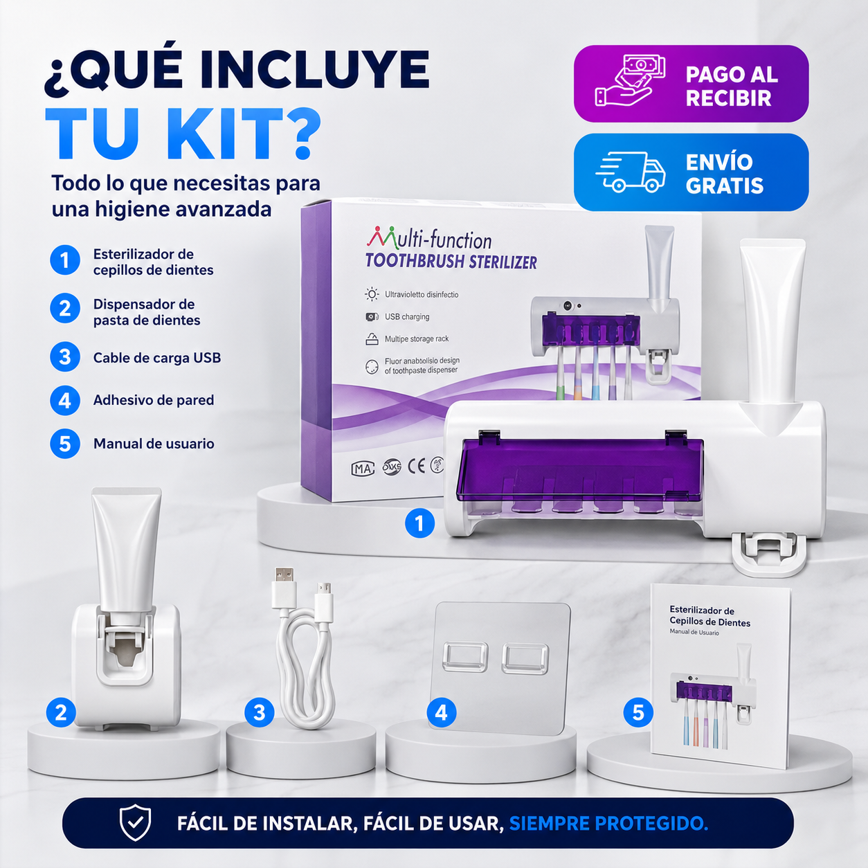 🛡️Esterilizador de Cepillos de Dientes | Elimina hasta el 99,9 % de las bacterias ✨¡Envío Gratis en 24h! 🔥