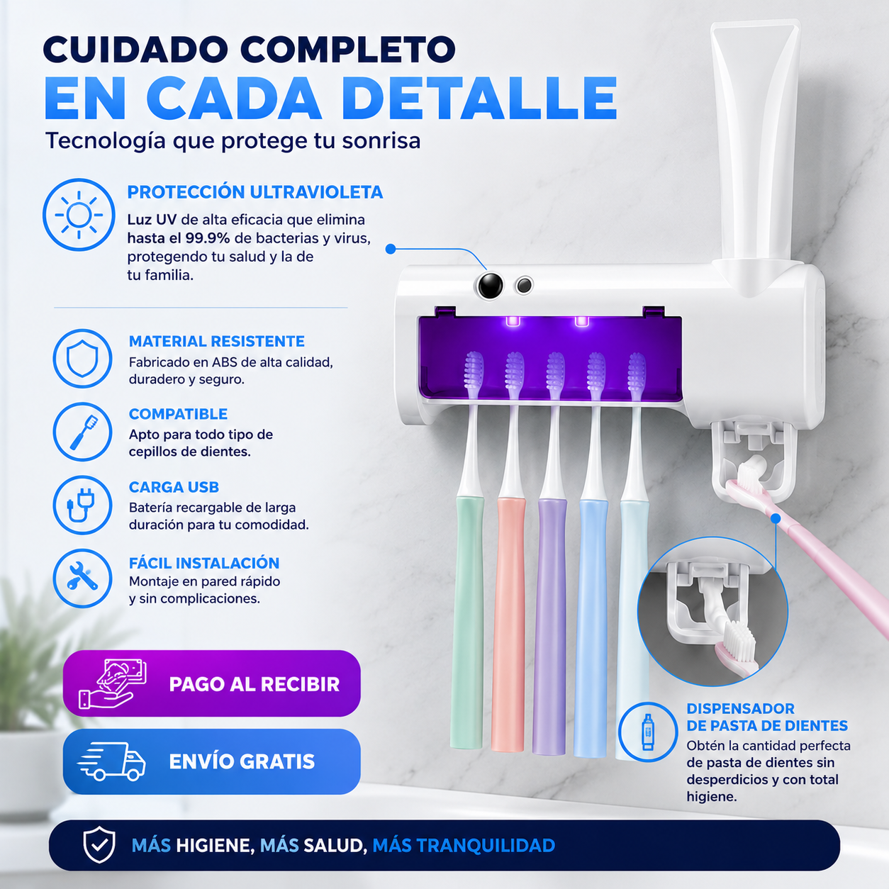 🛡️Esterilizador de Cepillos de Dientes | Elimina hasta el 99,9 % de las bacterias ✨¡Envío Gratis en 24h! 🔥