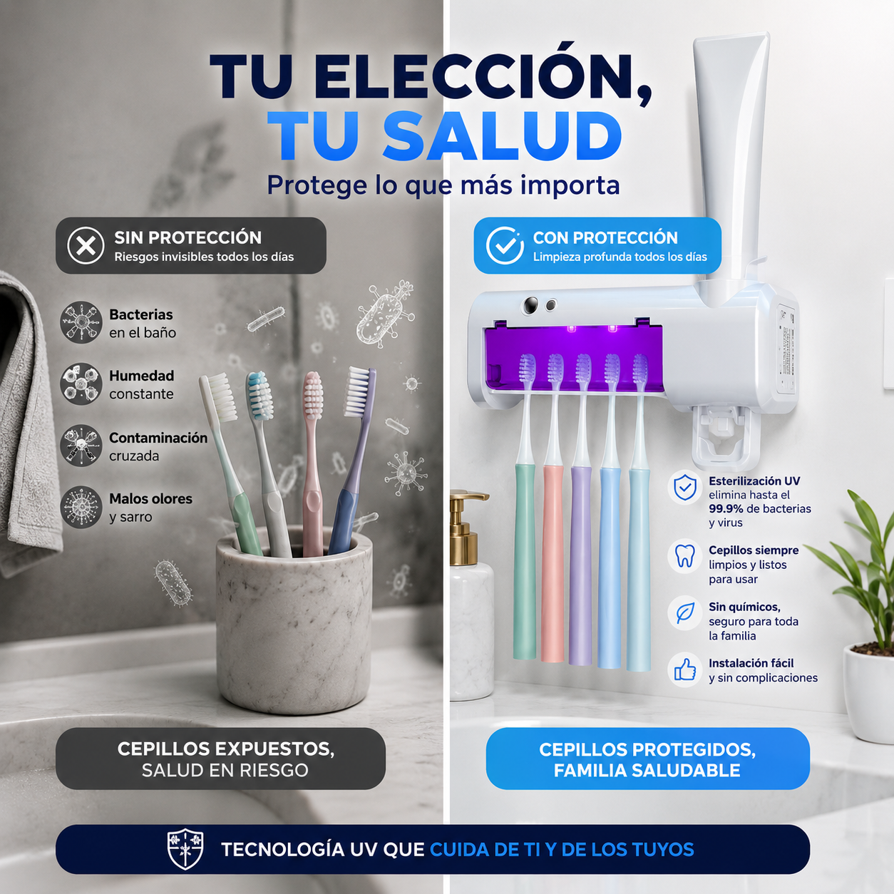 🛡️Esterilizador de Cepillos de Dientes | Elimina hasta el 99,9 % de las bacterias ✨¡Envío Gratis en 24h! 🔥