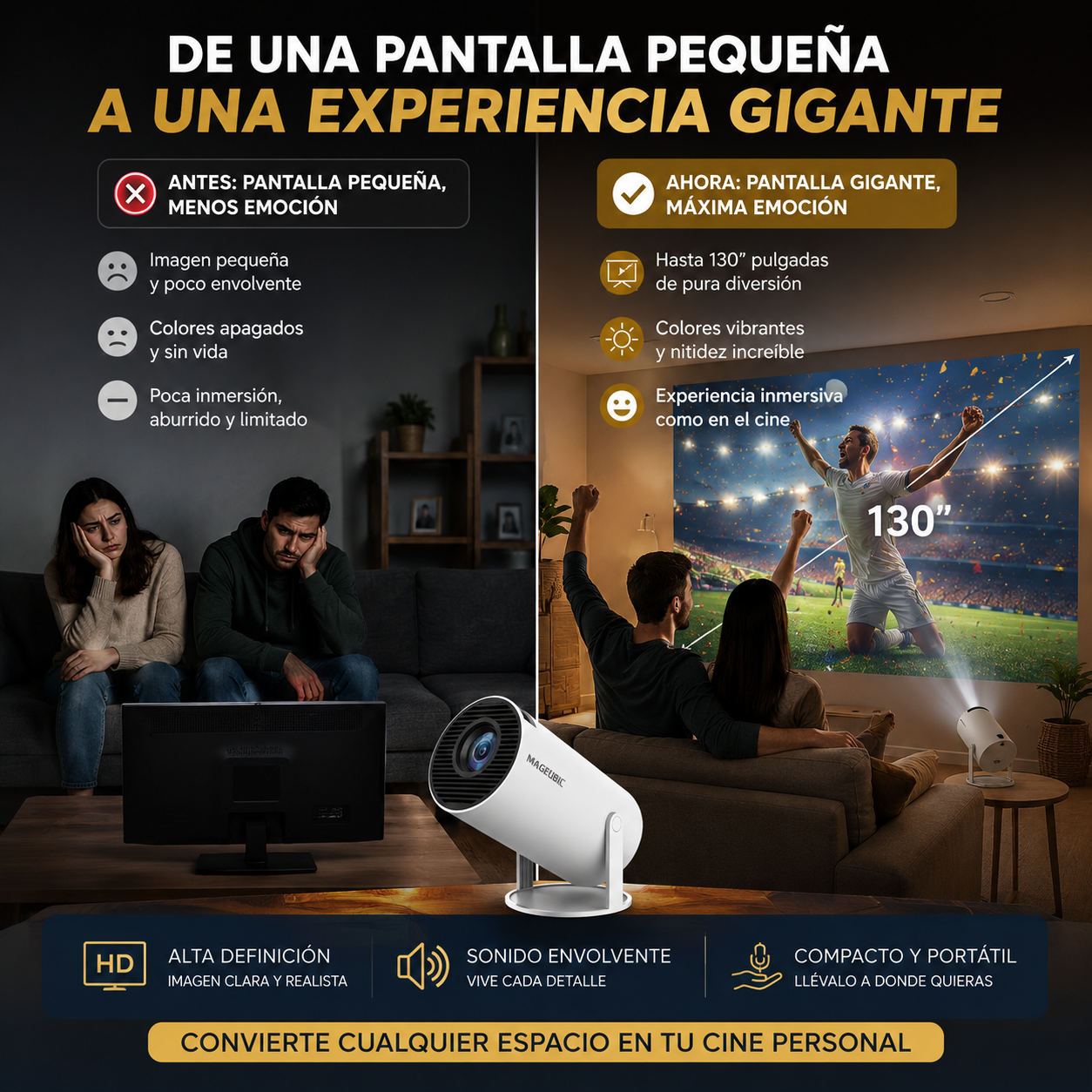 🎬Mini Proyector Portátil HD: Convierte tu habitación en un cine hoy ¡Envío Gratis 24/48H!🔥